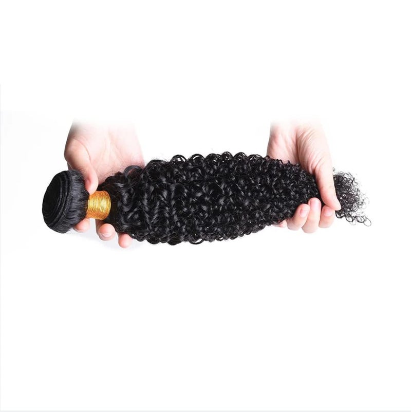 Jinhongze Kinky Curly Bundle Human Hair 8A Unprocessed Virgin Remy Kinky Curly Human Hair 1 Bundle Virgin Hair Kinky Curly 1 Bundle (100g) Natural Color (24") - Image 5
